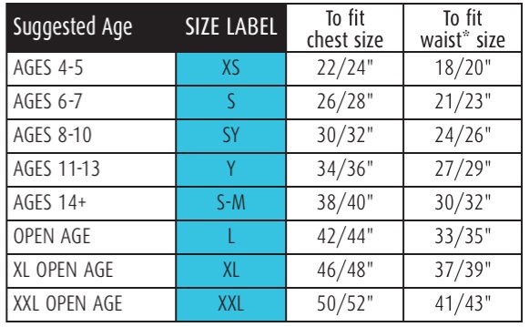 Inter rain jackets size guide